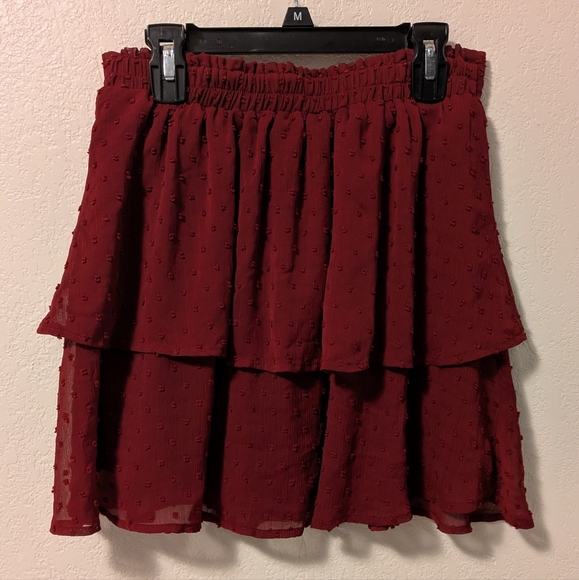 Sadie & Sage Elegant Burgundy Layered Skirt - Picture 2 of 5